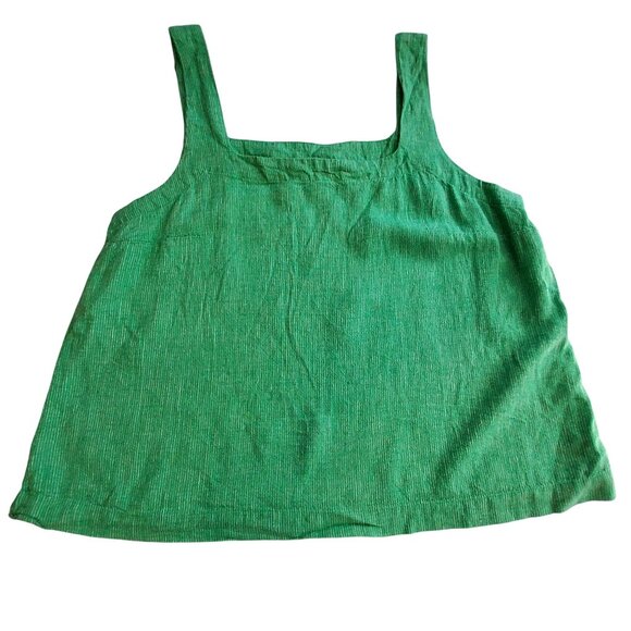 A New Day Green Linen & Rayon Womens Sleeveless Tank Top Size M Relaxed fit - Picture 1 of 7